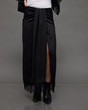 Black Satin Slit Skirt