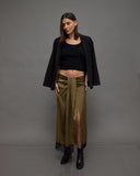 Olive Satin Lace Skirt