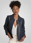 MARLEY - COMFORT FIT LEATHER JACKET midnight navy