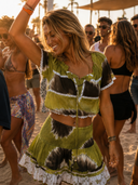 Smocked Boho Ruffle Crop Top