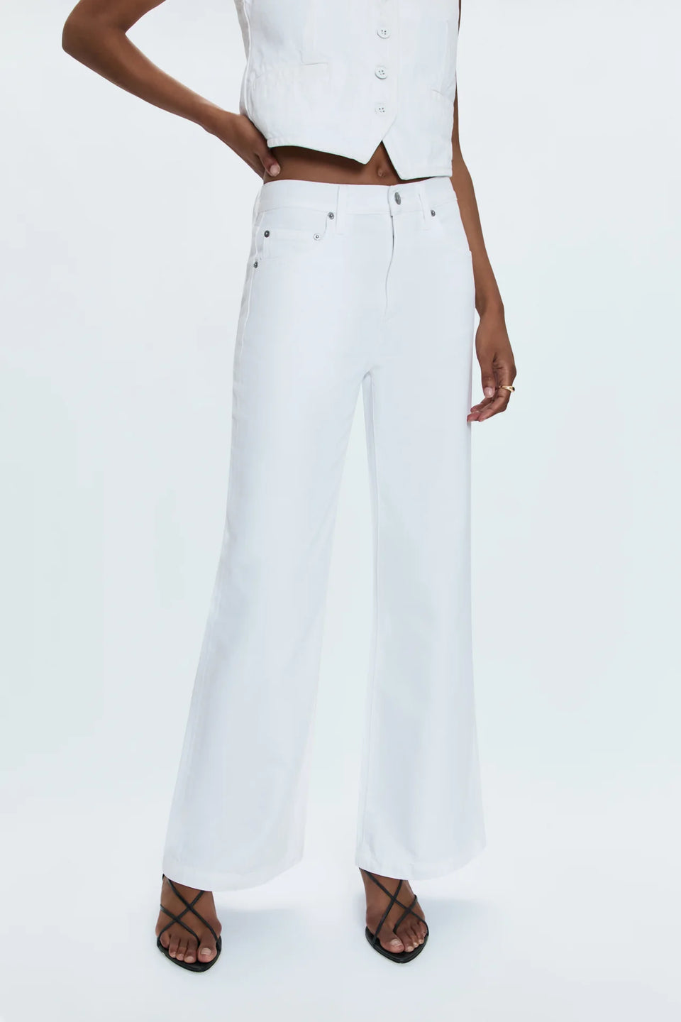 JADYN LOW SLUNG PALAZZO JEAN - VIVID WHITE