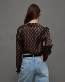 Patterned Button-Up Blouse