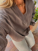 V-Neck Washed Sweatshirt