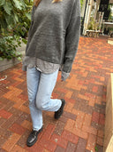 Layered Look Split-Back Sweater dark gray