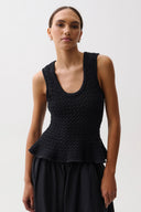 ANNA PEPLUM SWEATER - BLACK