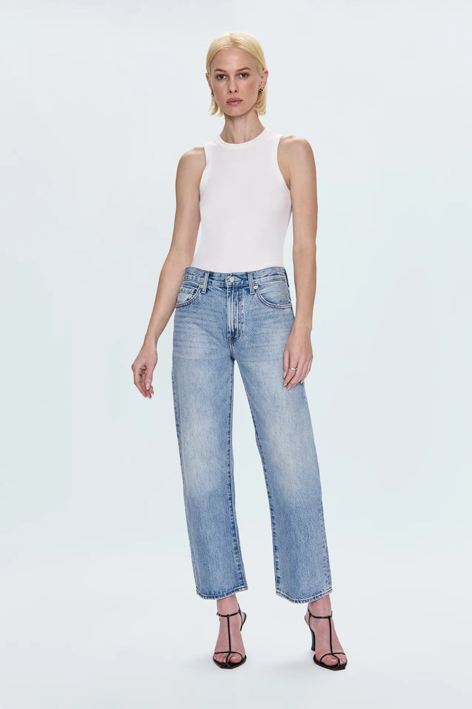 LEXI MID RISE BOWED STRAIGHT JEAN - BOWIE
