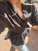 Pleated Waist Short-Sleeve Blouse