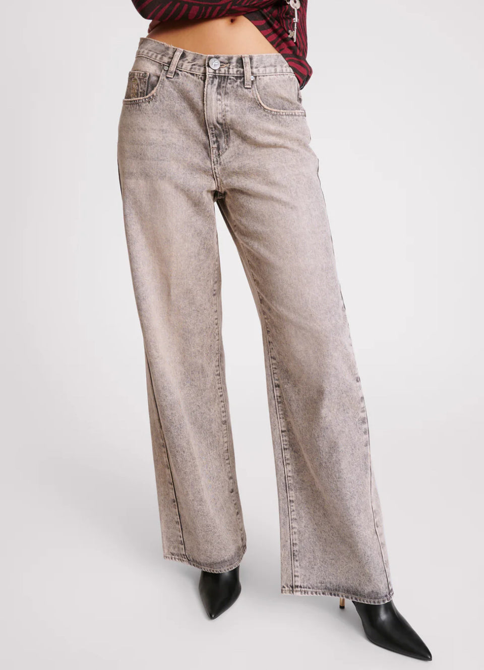 DUSTY SMOKE JACKSON MID WAIST WIDE LEG JEANS