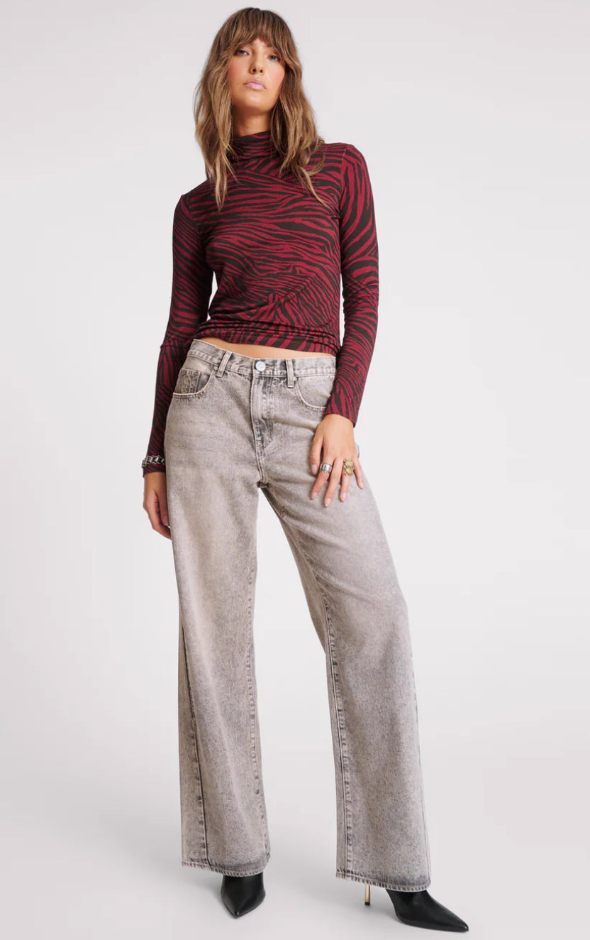 DUSTY SMOKE JACKSON MID WAIST WIDE LEG JEANS