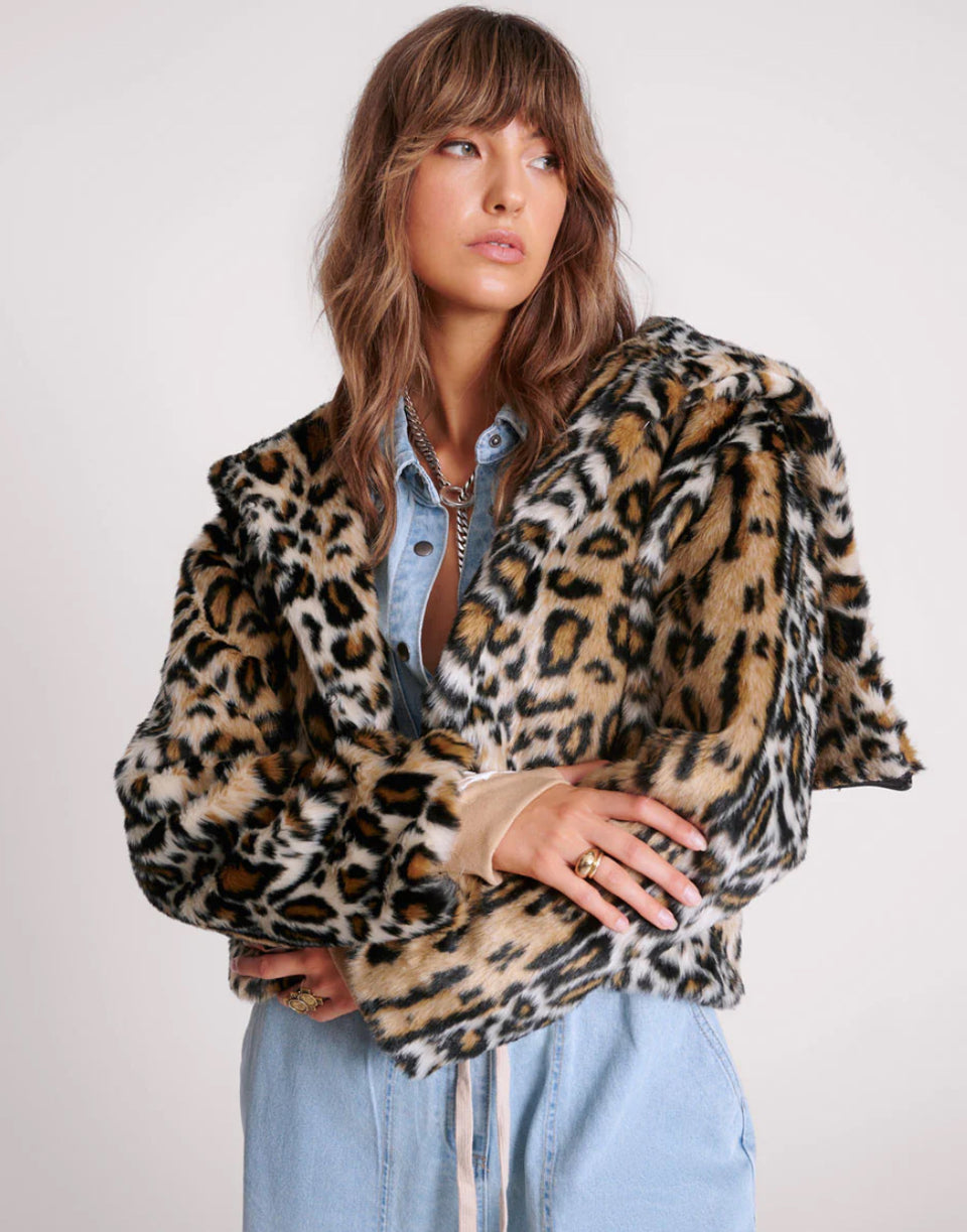 FAUX LEOPARD SPLIT HOOD JACKET