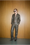 Cropped Faux Leather Jacket