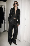 Cropped Faux Leather Jacket