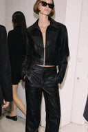 Cropped Faux Leather Jacket