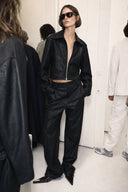 Cropped Faux Leather Jacket