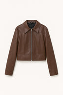 Cropped Faux Leather Jacket