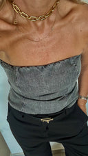 Denim Strapless Corset Top