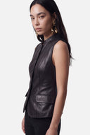 TOKYO - BLACK                 LEATHER VEST