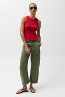 SABRINA CURVED UTILITY PANTS - MEADOW