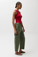 SABRINA CURVED UTILITY PANTS - MEADOW