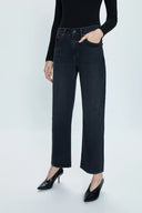 LEXI MID RISE BOWED STRAIGHT JEAN - MERCURY