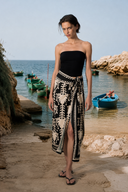 Tropical Print Wrap Sarong Skirt