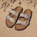 BIRKENSTOCK ARIZONA RIVET BORDER TAUPE