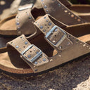 BIRKENSTOCK ARIZONA RIVET BORDER TAUPE