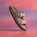 BIRKENSTOCK ARIZONA RIVET BORDER TAUPE