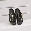 BIRKENSTOCK ARIZONA DROPLET BUCKLE HIGH-SHINE BLACK
