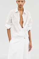 Openwork Eyelet Wrap Shirt