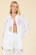 ocean eyelet button down - white