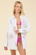ocean eyelet button down - white