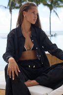 ocean eyelet button down - black