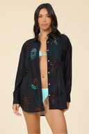 ocean eyelet button down - black