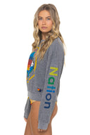 AVIATOR NATION RELAXED VENICE CREW SWEATSHIRT - HEATHER GREY