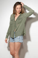 Olive classic gauze shirt