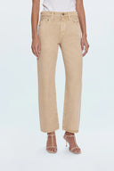 LEXI MID RISE BOWED STRAIGHT JEAN - SAND DOLLAR