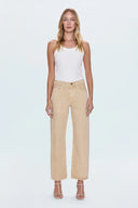 LEXI MID RISE BOWED STRAIGHT JEAN - SAND DOLLAR