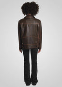 HARPER RUB-OFF - OVERSIZED BOYFRIEND JACKET chocolate