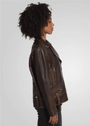 HARPER RUB-OFF - OVERSIZED BOYFRIEND JACKET chocolate