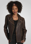 HARPER RUB-OFF - OVERSIZED BOYFRIEND JACKET chocolate