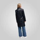 MELINDA - OVERSIZE KNEE LENGTH LEATHER BLAZER black