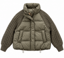 Cable Knit Sleeve Down Puffer Jacket