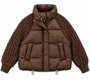Cable Knit Sleeve Down Puffer Jacket