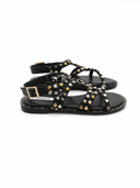 Studded Black Flat Sandals